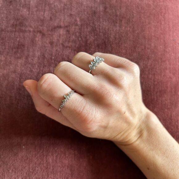 Elfin Crown silver and paste diamond ring set - Picture 1 of 3